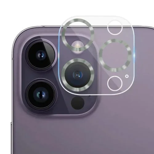 Película de Cámara Trasera para iPhone 14 Pro Max y 14 Pro Vidrio Templado Textura Cd (Verde Oscuro)