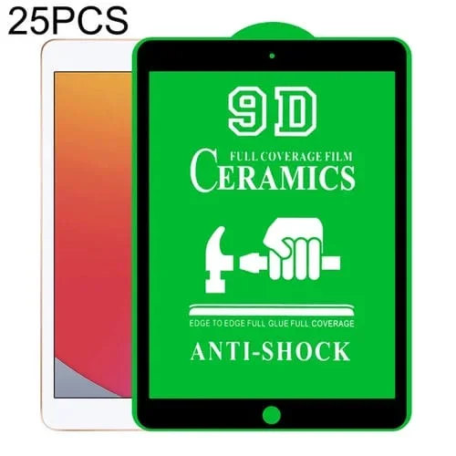 Película de Cerámica 9D Pantalla Completa con Pegamento para iPad 10.2 (2019/2020/2021) 25 PCs