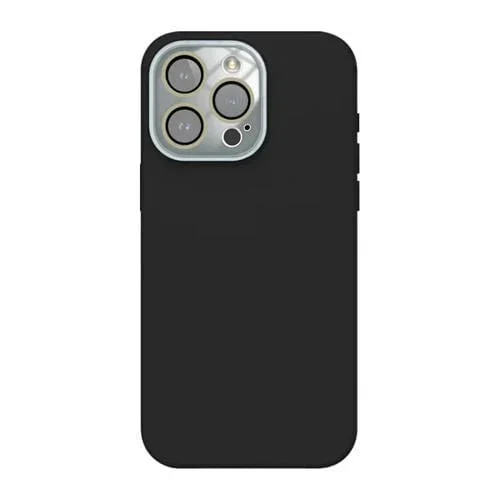Película de Lente Acrílica + Funda Silicona Líquida para iPhone 13 Pro Cobertura Total (Negro)