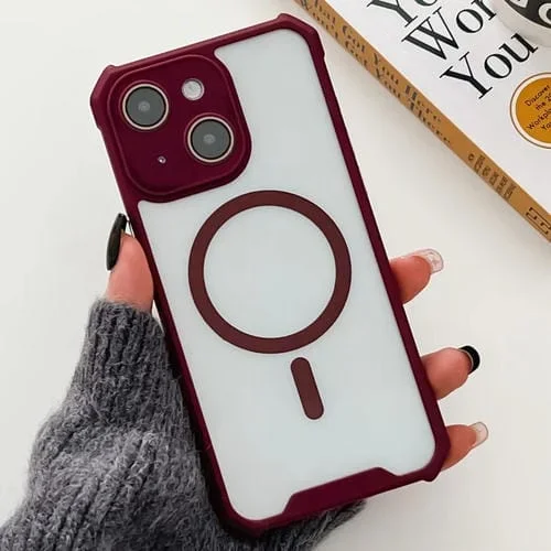 Película de Lente Bicolor para iPhone 13 Magsafe Cuerno Magnético Acrílico + Estuche TPU (Rojo)
