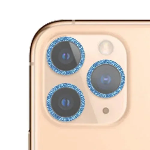 Película de Lente de Cámara Vidrio Templado con Anillo de Brillo para iPhone 11 Pro / 11 Pro Max (Azul)