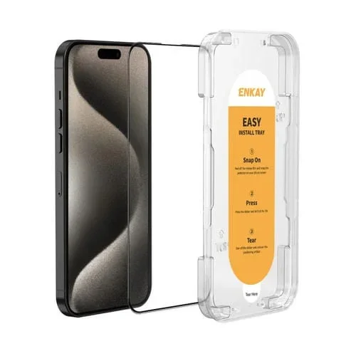Película de Vidrio Completa Enkay para iPhone 15 Pro Max con Silicona y Alúmina