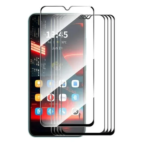 Película de Vidrio Templado 5 Piezas Enkay para Tecno Spark 10/10 5G con Pegamento Completo (Aluminio y Silicio)