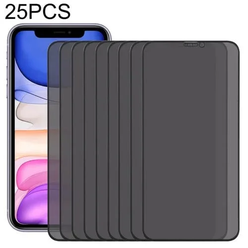 Película de Vidrio Templado Anti-Peeping para iPhone 11 Resistente al Desgaste Aluminio Recubierto de Aceite de Plasma (25PCs)