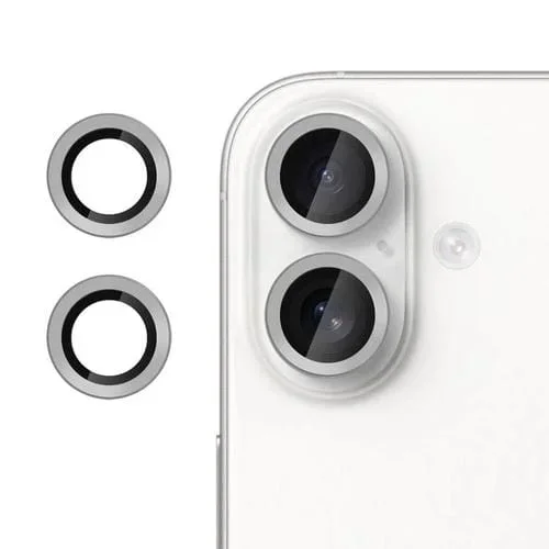 Película de vidrio templado Kalebol para iPhone 16, ultrafina y sin parpadeo para lente de cámara individual (gris grafito)