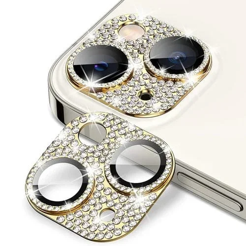 Película de Vidrio Templado Lente de Cámara Enkay Hat-Prince Blink Diamond para iPhone 14/14 Plus (Dorado)