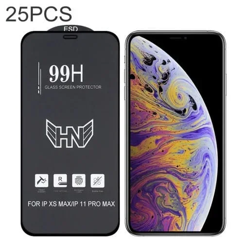 Película de Vidrio Templado Pantalla Completa Arco Grande Aluminio iPhone 11 Pro Max Xs Max (25 pcs)