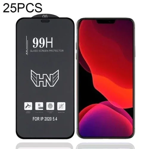 Película de Vidrio Templado para iPhone 12 Mini Pantalla Completa Arco Grande 25 PCs