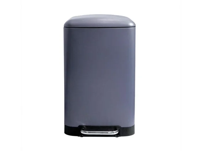Perel Cubo de pedal metálico con cubo extraíble, base sólida antideslizante y pedal reforzado, ideal para el hogar y la oficina, capacidad de 30 litros, rectangular 61,5 x 32,5 x 34,5 cm, gris