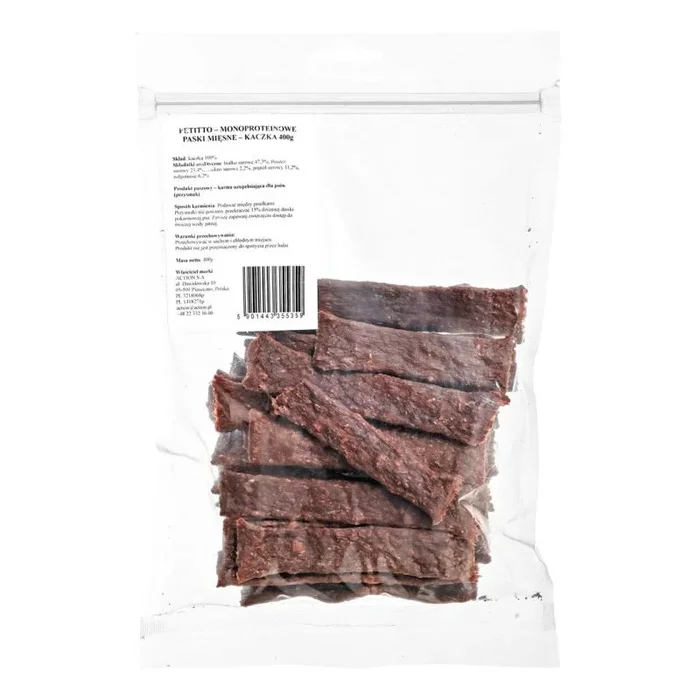 Petitto – monoproteinowe paski mięsne – kaczka – przysmak dla psa 400g