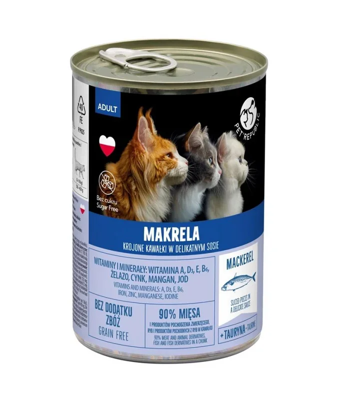 Petrepublic kawałki w sosie z makrelą – karma mokra dla kota – 400g