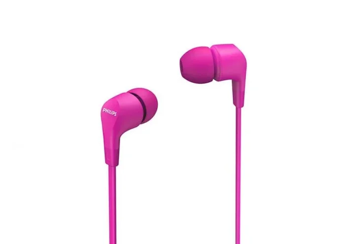 Philips Auriculares con Cable/Controles Integrados, Sonido Nítido, Bajos Potentes, Ajuste Cómodo/Auriculares de Cable/Cascos con Cable Philips TAE1105PK/00, Rosa