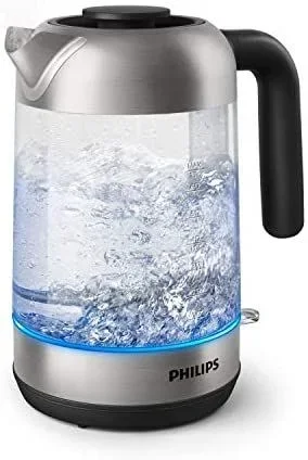 Philips Hervidor de Agua – 1.7L, Tapa con Resorte, Indicador Luminoso, Vidrio, Base con Giro (HD9339/80)