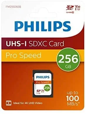 Philips SDXC Card/Tarjeta SDXC de Philips 256GB Clase, UHS-I U3, 4K
