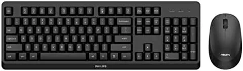 Philips SPT6307BL/16 – Combo Teclado-ratón inalámbrico para Windows, Linux, Mac, Receptor USB 2.4 GHz, PC, Portátil, QWERTY Español, Teclado 110 Teclas, ratón 1600ppp, Negro
