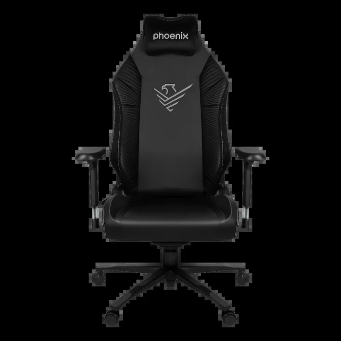 PHOENIX TECHNOLOGIES – Silla Gaming Monarch XL | Diseño Ergonómico | Marco Metálico | Espuma de Memoria | Soporta 150 kg | Fácil de Limpiar, Negro, Poliuretano