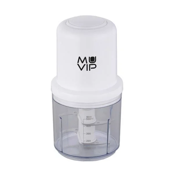 Picadora de alimentos Muvip 400 W – Contenedor con capacidad de 0,5 L – Cuchillas de acero inoxidable – Botón de control de velocidad