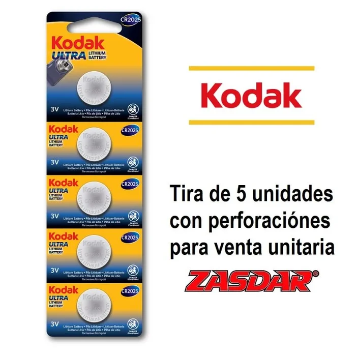 Pila Boton Kodak Ultra CR2025 (pack 5 Unid. Blister)
