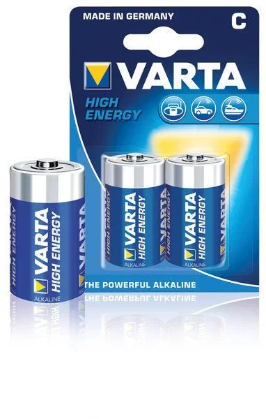 Pilas alcalinas C/LR14 1.5 V High Energy en blíster de 2 pcs Varta