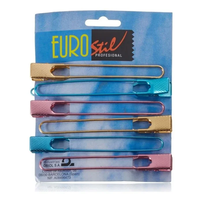 Pinzas para el cabello eurostil 6 pinza colores (6 uds)