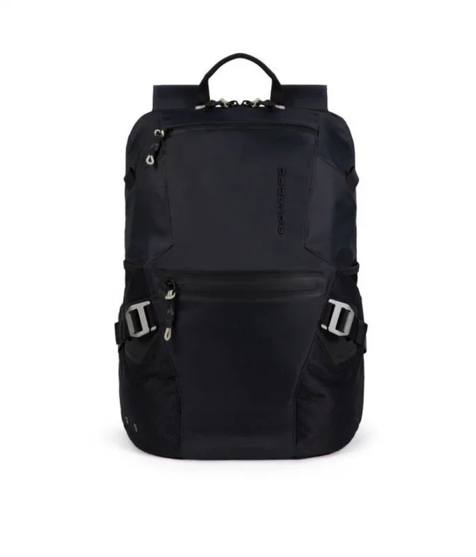 Piquadro, pqm, recycled fabric, backpack, black, unisex, 27 x 37 x 7 cm