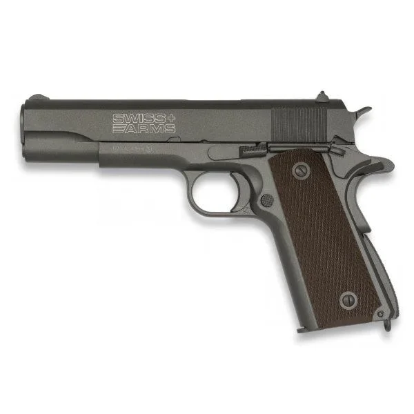 Pistola Co2 Swiss Arms P1911 Calibre 4.5mm Peso 903g 98 M/s 320 Fps potencia 2,35 Julios, Ideal Para Airsoft 38242