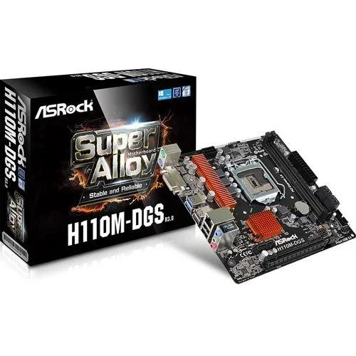 Placa asrock h110m-dgs r3.0 intel1151 ddr4 dvi pcie3.0 sata3 usb3.0 matx