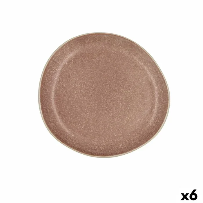 Plato llano bidasoa gio irregular 20 cm cerámica marrón (6 unidades)
