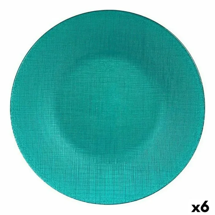 Plato llano turquesa vidrio 27,5 x 2 x 27,5 cm (6 unidades)