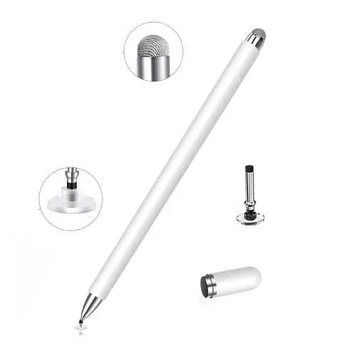 Pluma Pantalla Táctil At-30 2-En-1 Silicona Sucker y Cabezal Tela Conductora Escritura (Blanco)