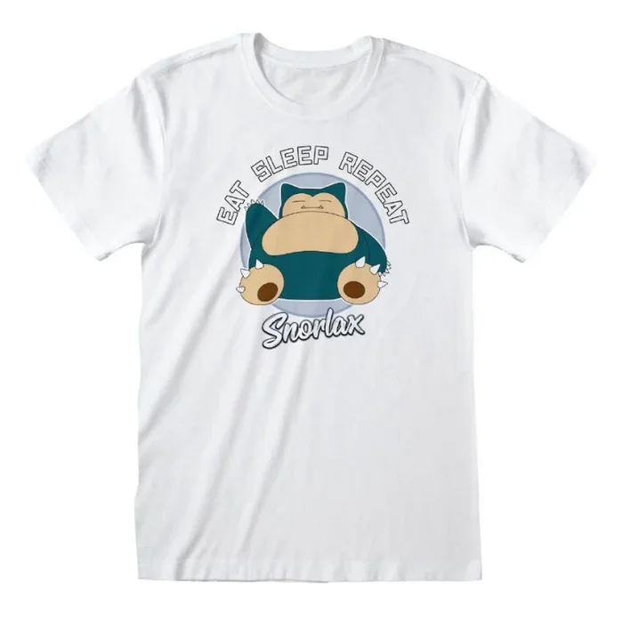Pokemon – snorlax eat sleep repeat (unisex white t-shirt) large