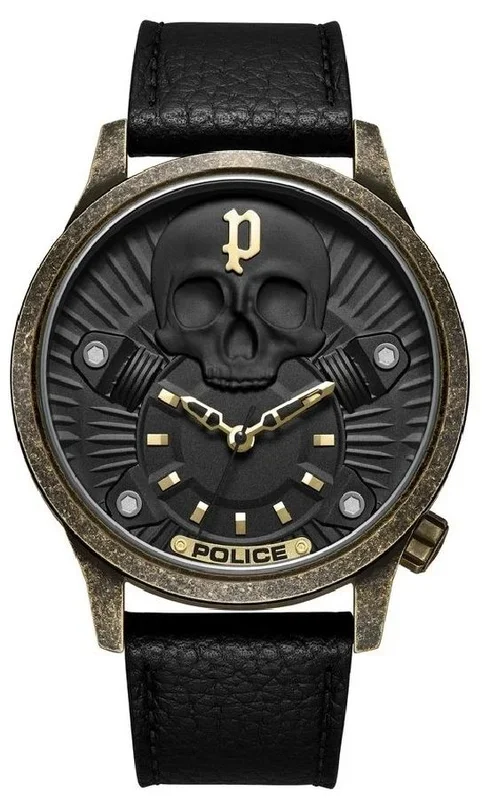 Police Watches Jet Reloj para Hombre Analógico de Cuarzo con Brazalete de Piel de Vaca PEWJA2227702