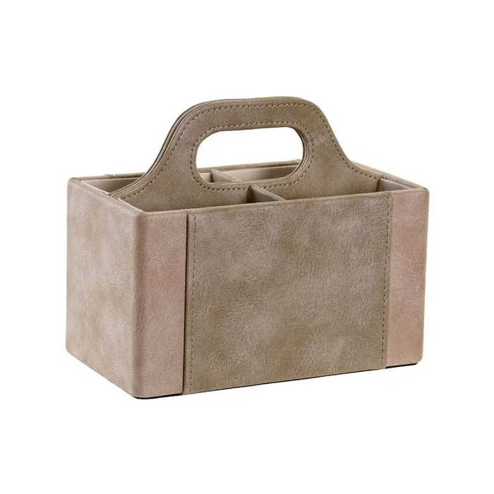 Portamandos dkd home decor beige marrón pu (18 x 10 x 15 cm)