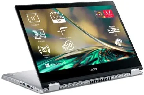 Portatil acer spin 3 sp314-21-r572 amd ryzen 5-3500u 14fhd tactil yoga bisagra 360º 8gb 512ssd nvme w10