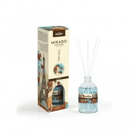 Prady ambientador mikado paris rose & patchouli – frasco de cristal 100 ml y varitas difusoras