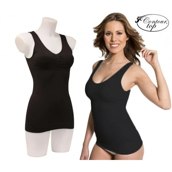 Prenda moldeadora 3 en 1 Contour Top, efecto reductor 3D sin costuras, efecto moldeador, color negro, talla M