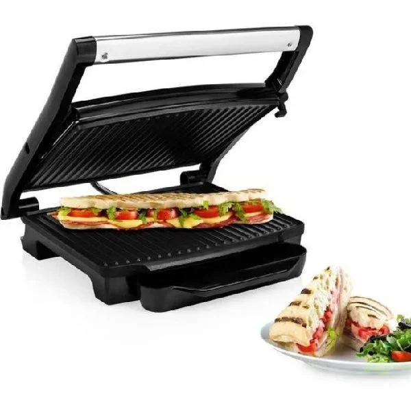 Princess 112415 Grill para bocadillos con tapa flotante y plancha, Se puede guardar en vertical u horizontal, superficie de la parrilla 30 x 24 cm, bandeja recoge grasa, 2000 W