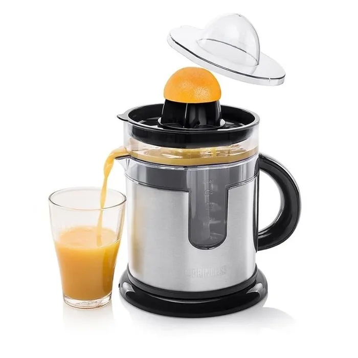 Princess 201975 Exprimidor de Cítricos Duo Juicer · 40W · Depósito de zumo adicional de 1.2 litros, 2 conos de diferente tamaño, filtro para pulpa, diseño de acero inoxidable