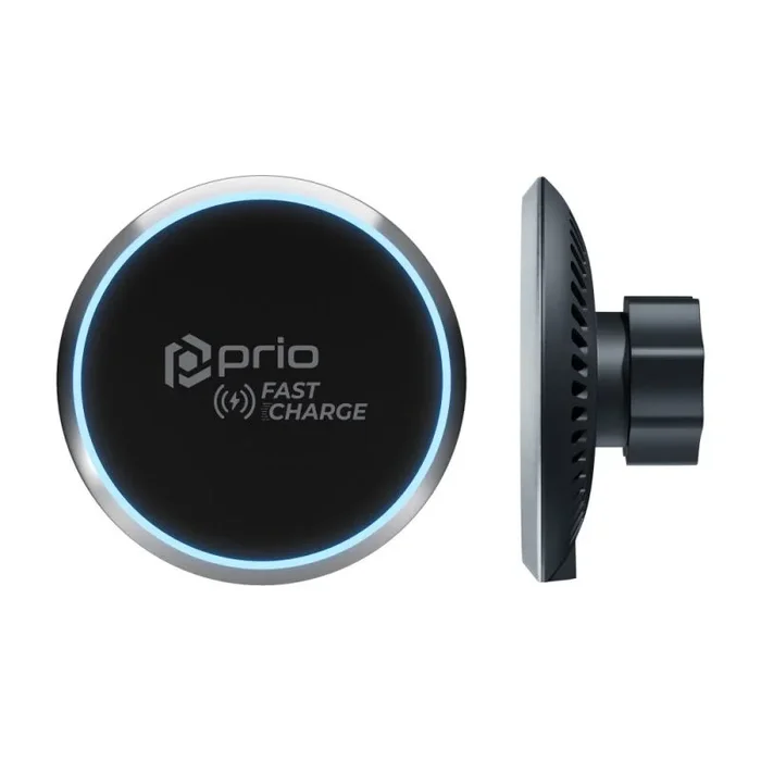Prio fast charge magnetic wireless car charger 15w (usb c) black