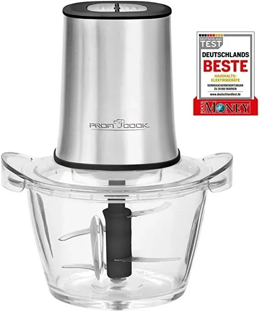 Profi Cook PC-MZ 1150 – Picadora de alimentos eléctrica – 2 en 1 – con picadora multifunción – 400 Watts – Color plata