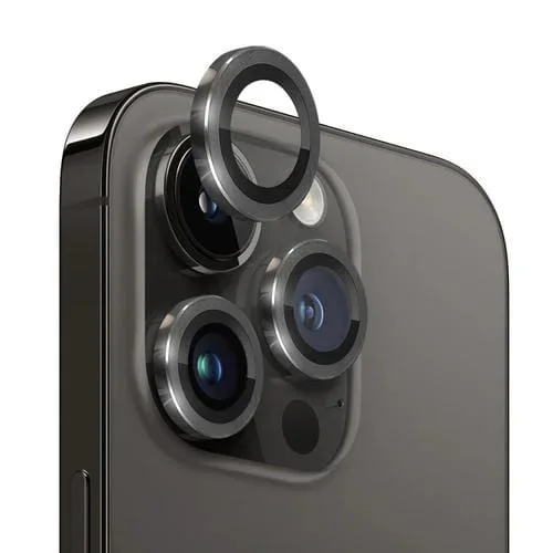 Protector de Lente de Cámara Northjo para iPhone 13 Pro y 13 Pro Max Vidrio Templado Película Anillo de Metal (Negro)