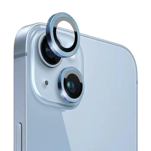 Protector de Lente de Cámara Northjo para iPhone 14 y 14 Plus Vidrio Templado con Anillo de Metal (Sierra Blue)