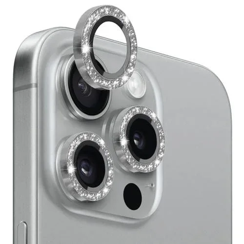 Protector de Lente de Cámara Northjo para iPhone 15 Pro y 15 Pro Max Vidrio Templado Anillo de Metal (Gris)