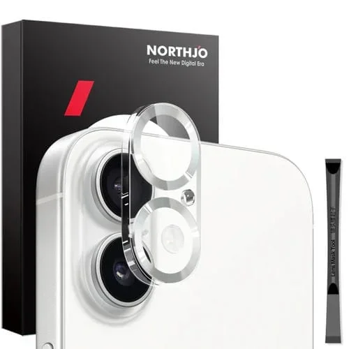 Protector de Lente de Cámara Northjo para iPhone 16/16 Plus Película de Vidrio Templado 3D (Plata)