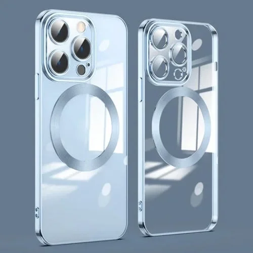 Protector de Lente + Estuche para Teléfono Magsafe iPhone 15 Pro Galvanizado (Sierra Blue)