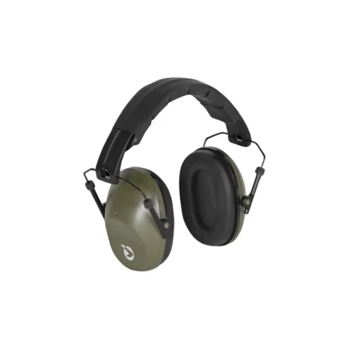 Protector de oídos plegable Gamo Basic Verde, ideal para tiro deportivo y entornos ruidosos, reducción de ruido 23 dB, diseño compacto, ajustable y resistente.