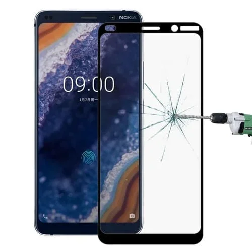 Protector de Pantalla Cristal Templado Completo 9H 9D para Nokia 9 (Negro)