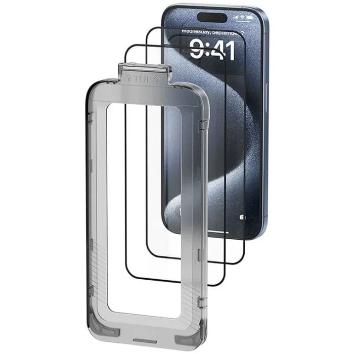 Protector de pantalla de cristal templado vention kujtcc-40 para iphone 14 pro max + herramienta de instalación antipolvo