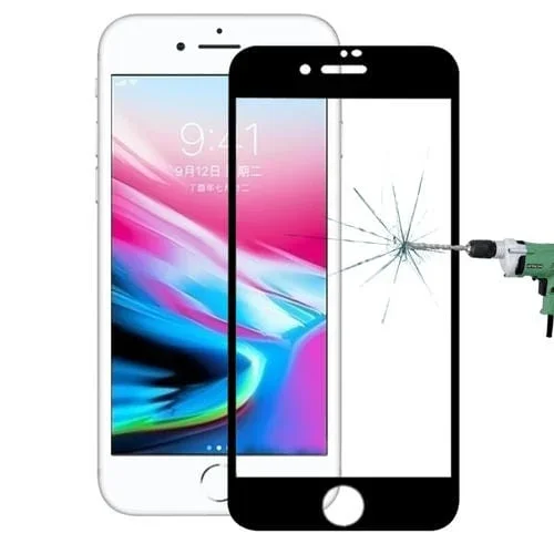 Protector de Pantalla iPhone 8 Plus Vidrio Templado 9H 0.26mm 3D Fibra de Carbono (Negro)