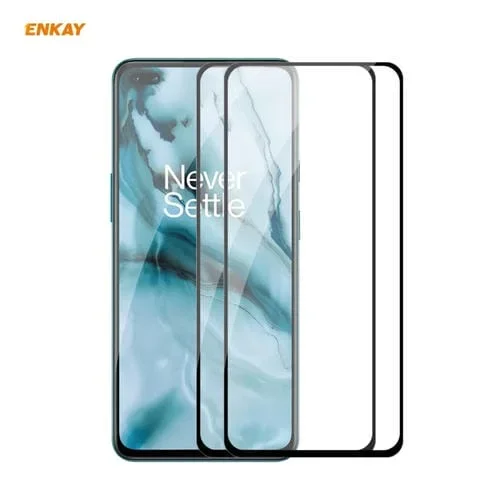 Protector de Pantalla vidrio templado OnePlus Nord 2 Enkay Hat-Prince Full Glue 0.26mm 9H 2.5D (2 PCs)